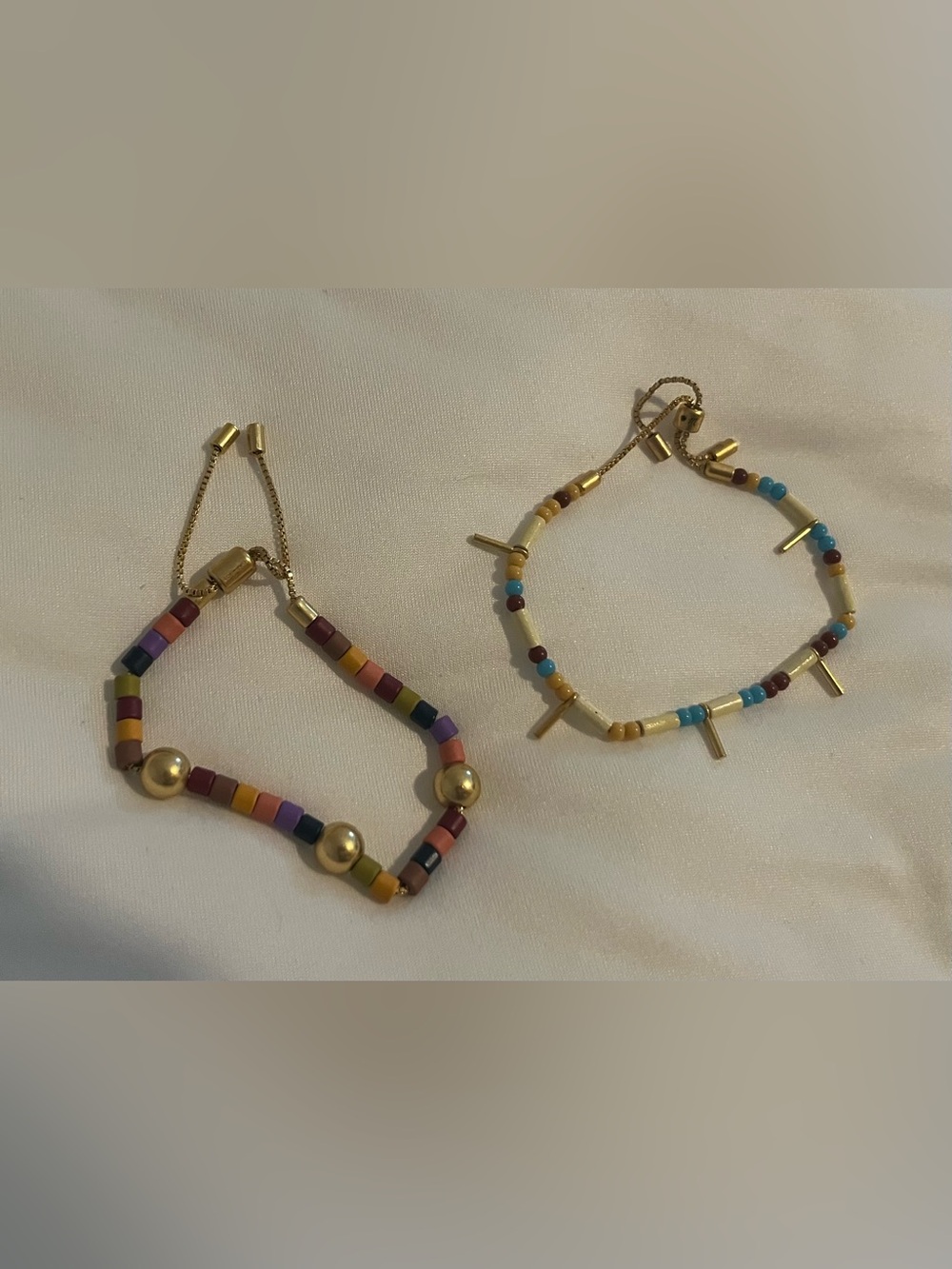 2PK Madewell Colorful Beaded Gold Bracelets - Multicolor